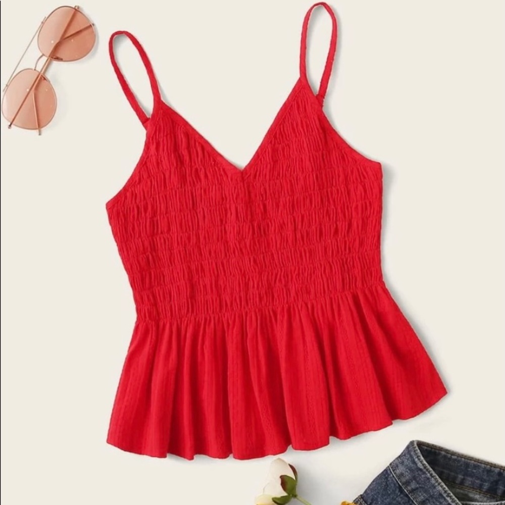 NWOT SHEIN smocked flounce Cami top Sz M I have 2 - Picture 1 of 8